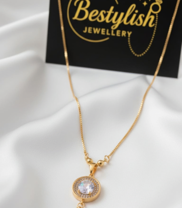 Golden white stone pendent